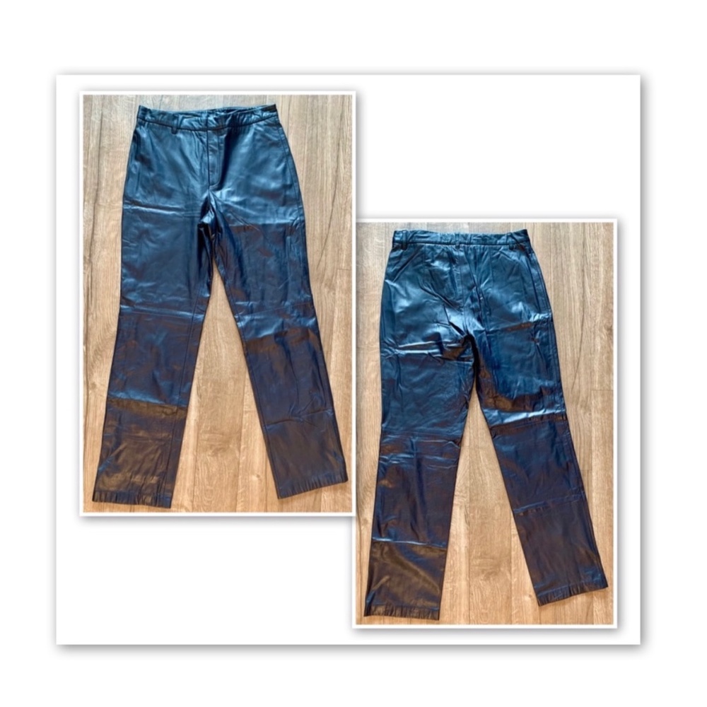 Navy blue leather pants